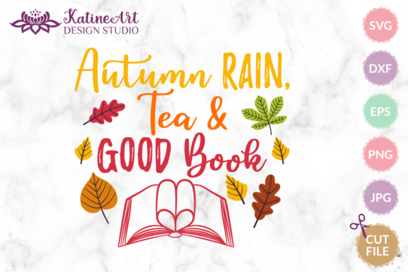 Autumn Rain Tea and Good Book Svg Graphics
