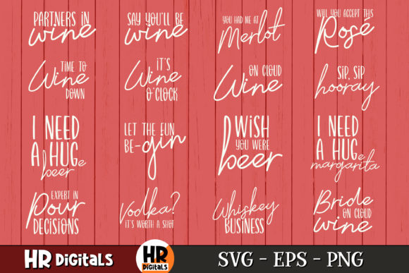 Funny Girls Wine Quote Party Bundle: Graphics and Crafts for Fun Branding