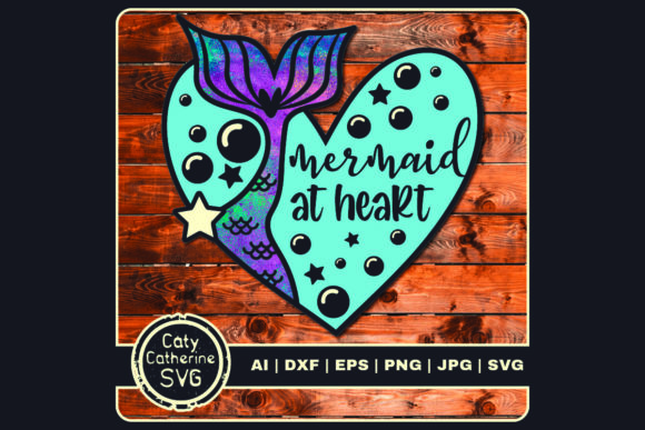Mermaid at Heart Mermaid Love Heart Graphics